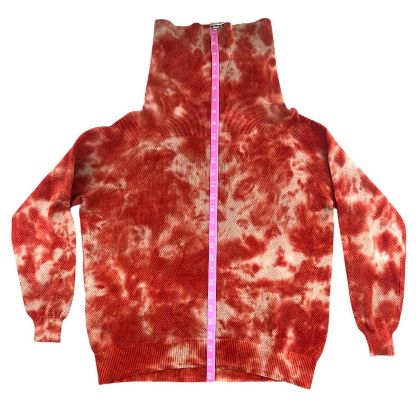MINNE Tie Dye Cowl Neck Sweatshirt Red White Bohemian Casual Indie Style