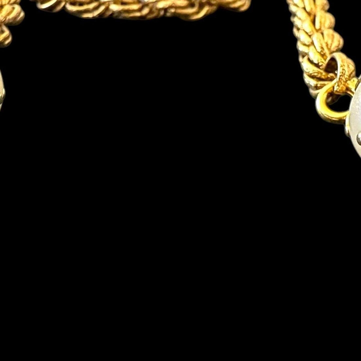 Elegant Gold Tone Rope Chain Necklace with Pearl Pendant