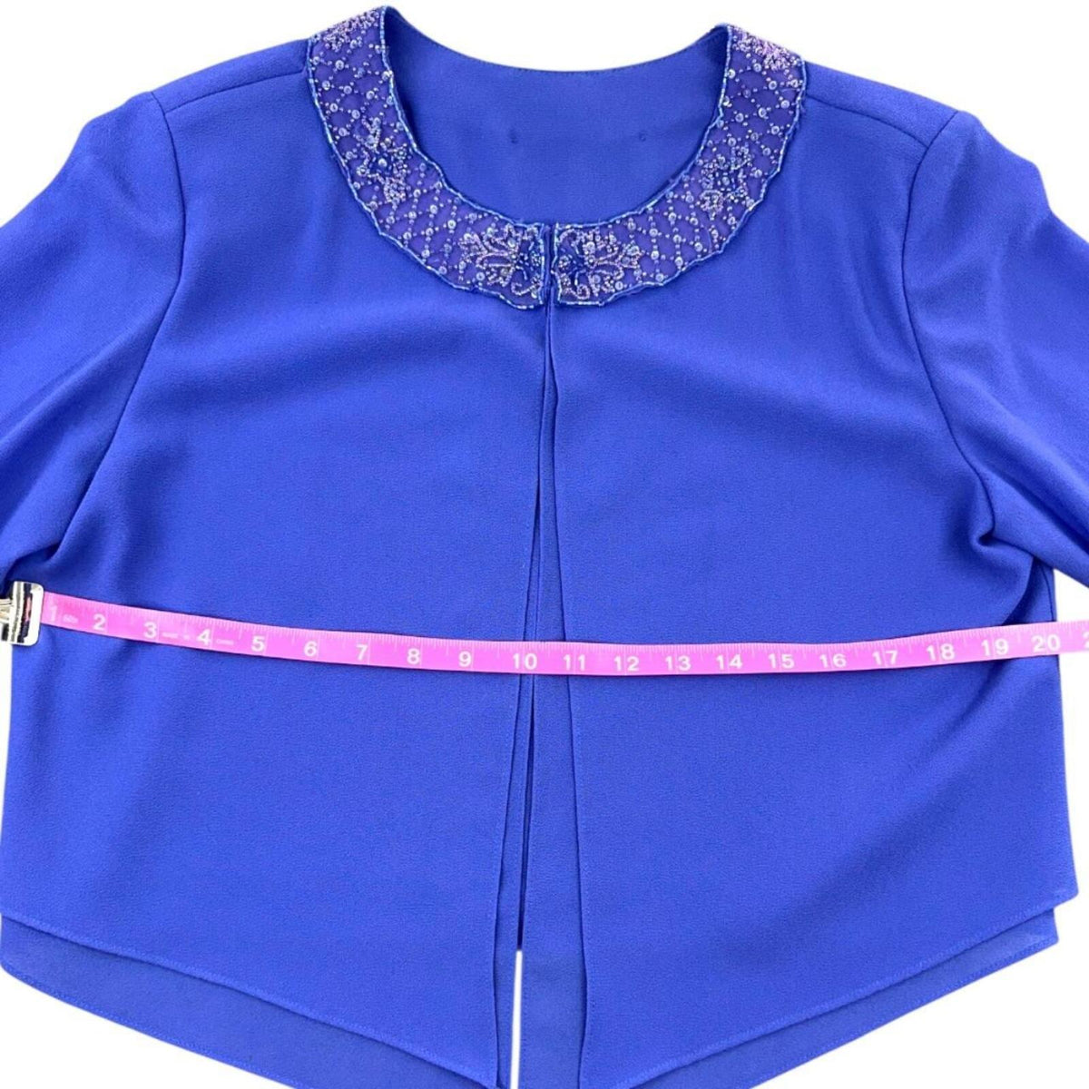 Purple Cropped Beaded Open Front Jacket Stylish Glam Bohemian