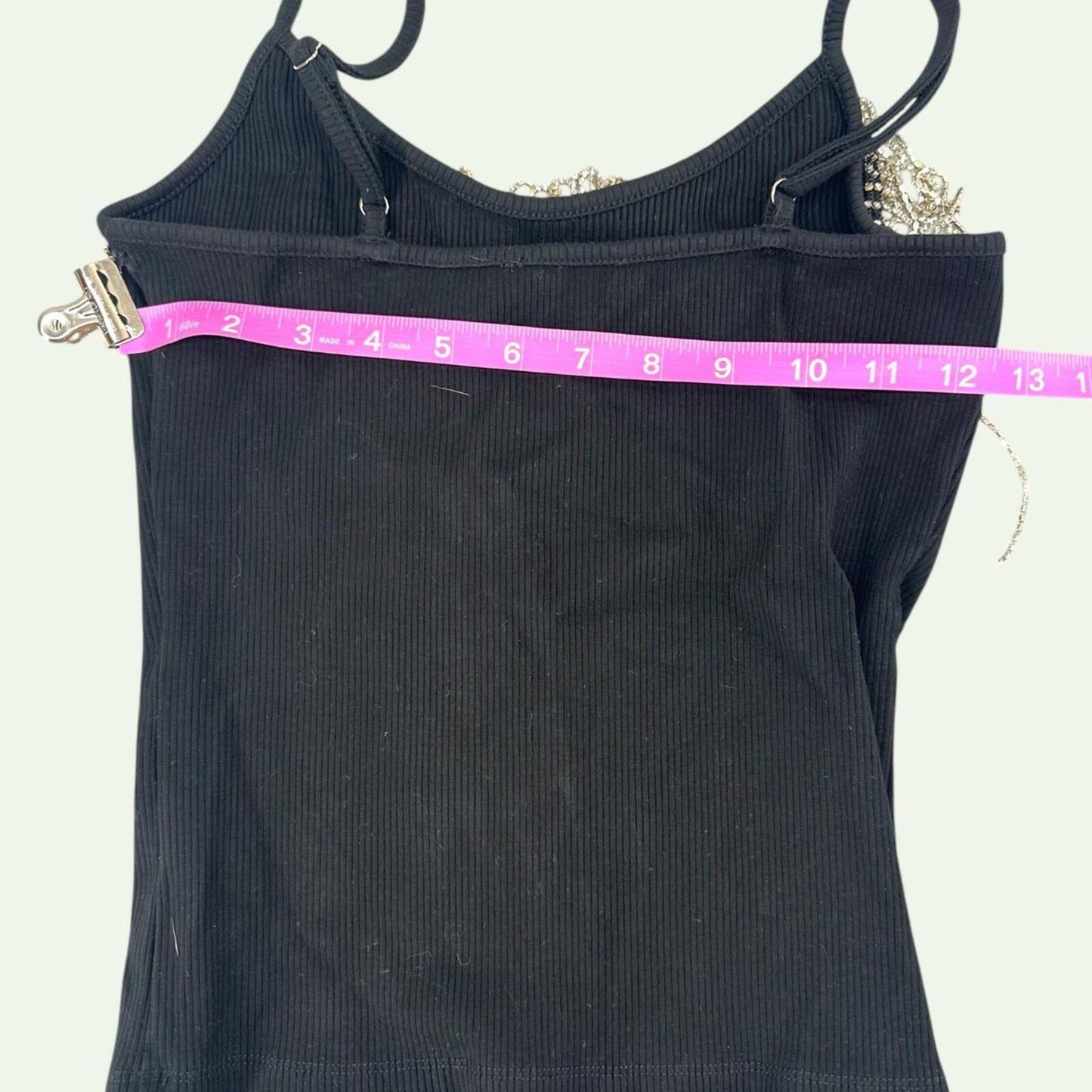 Charlotte Russe Rhinestone Fringe Tank Top Black Y2K Punk Western