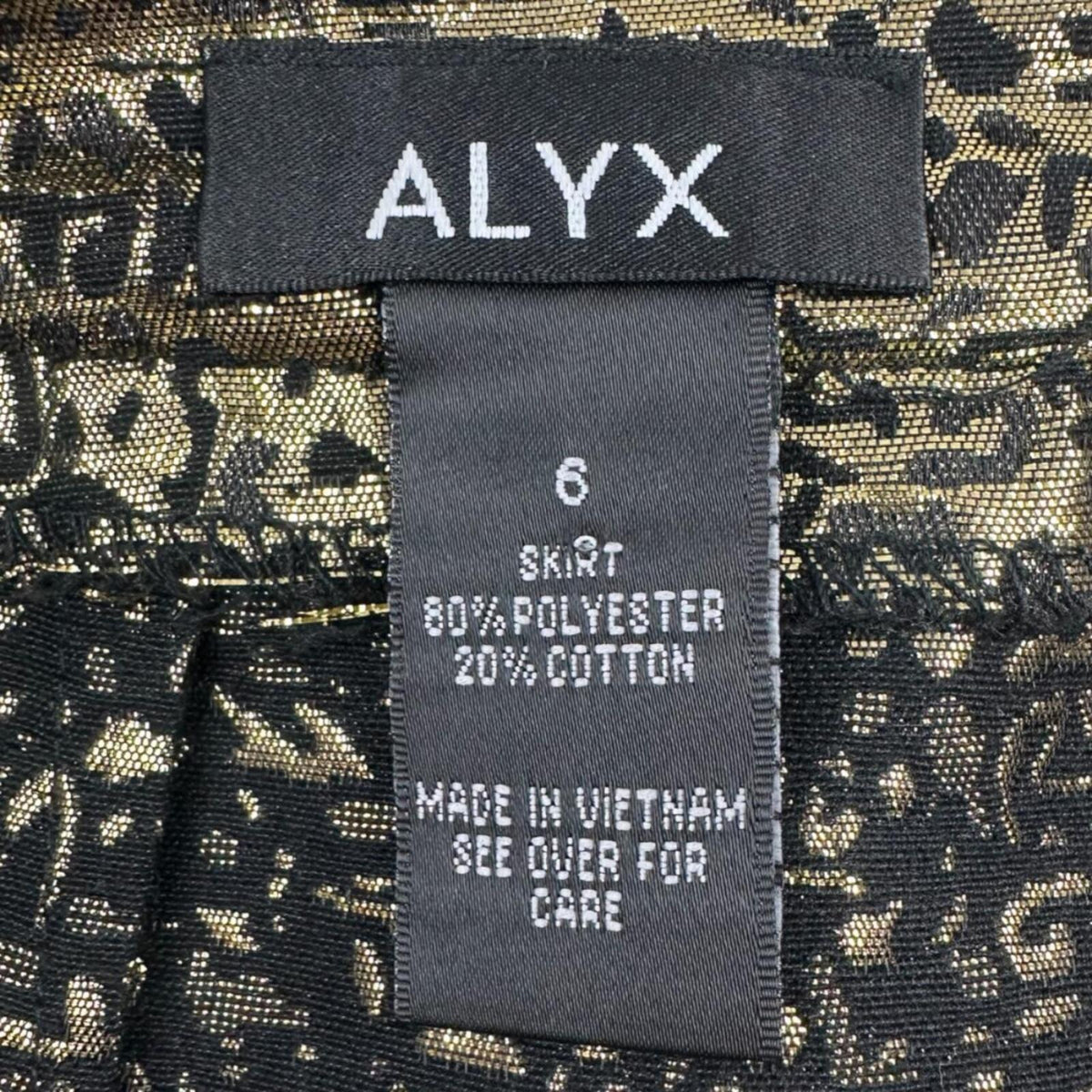 Alyx Gold Metallic Mini Skirt Y2K Luxe Liquid Gold Jacquard A Line Skirt