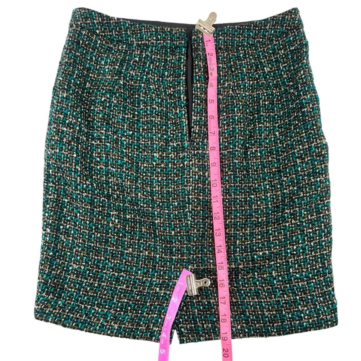 LOFT Outlet Textured Bouclé Tweed Skirt Green Multi A Line Preppy