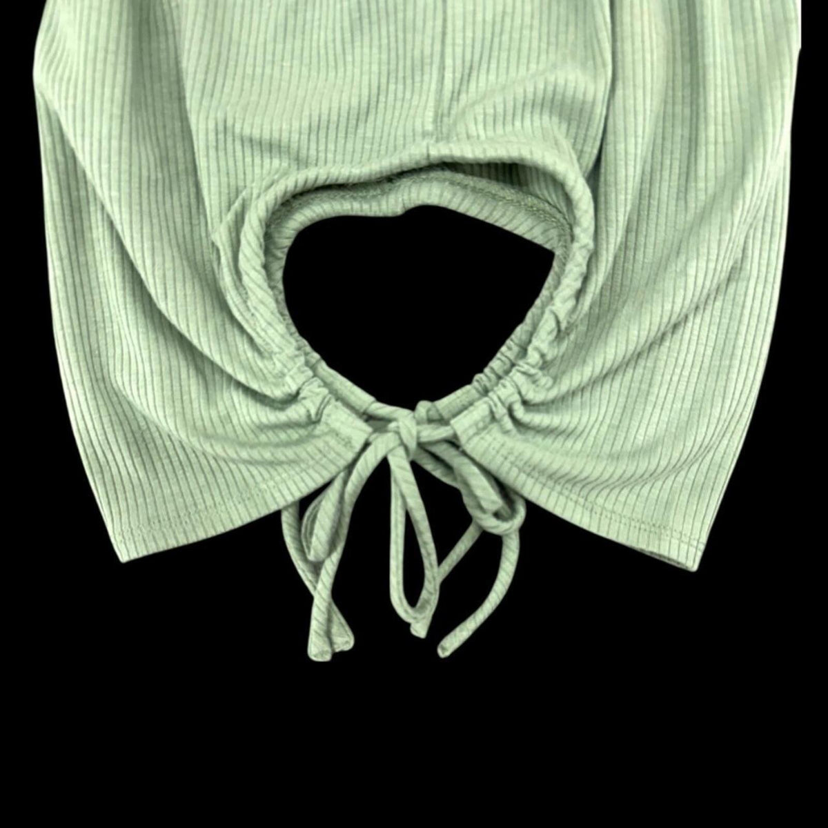 FOREVER 21 Sage Green Ribbed Tank Top with Adjustable Side Ties Y2K Preppy