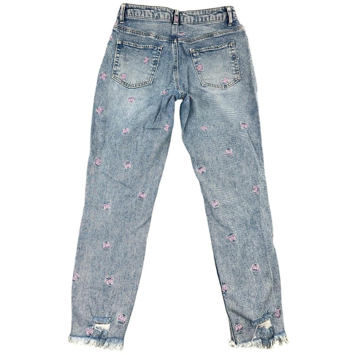 Tinseltown Butterfly Embroidered Distressed Mom Jeans High Rise Y2K Fairycore