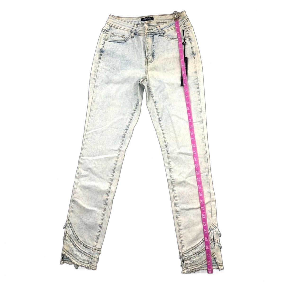 NWT Charlie B Triple Tiered Fringe Denim Ankle Pants Blue Y2K Indie Bohemian
