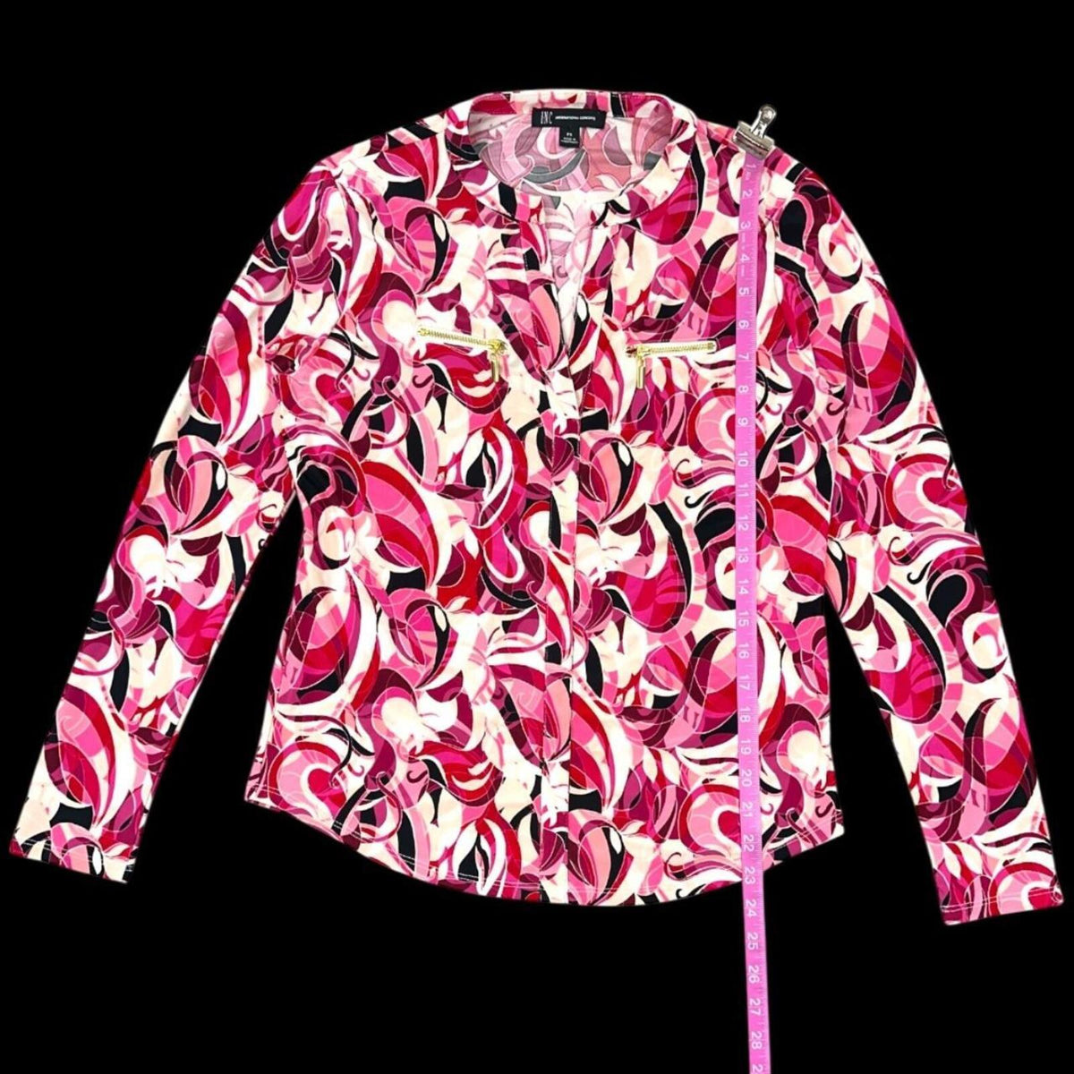 INC International Concepts Printed Zip Pocket Top Pink