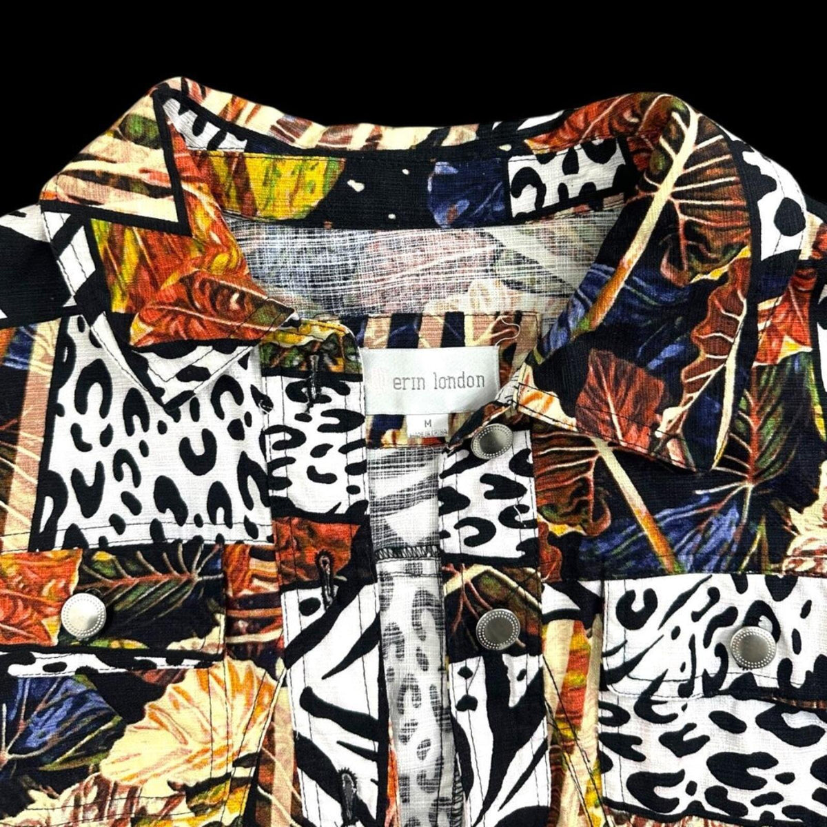 Erin London Animal Print Patchwork Jacket Cotton Blend Safari Boho Shack