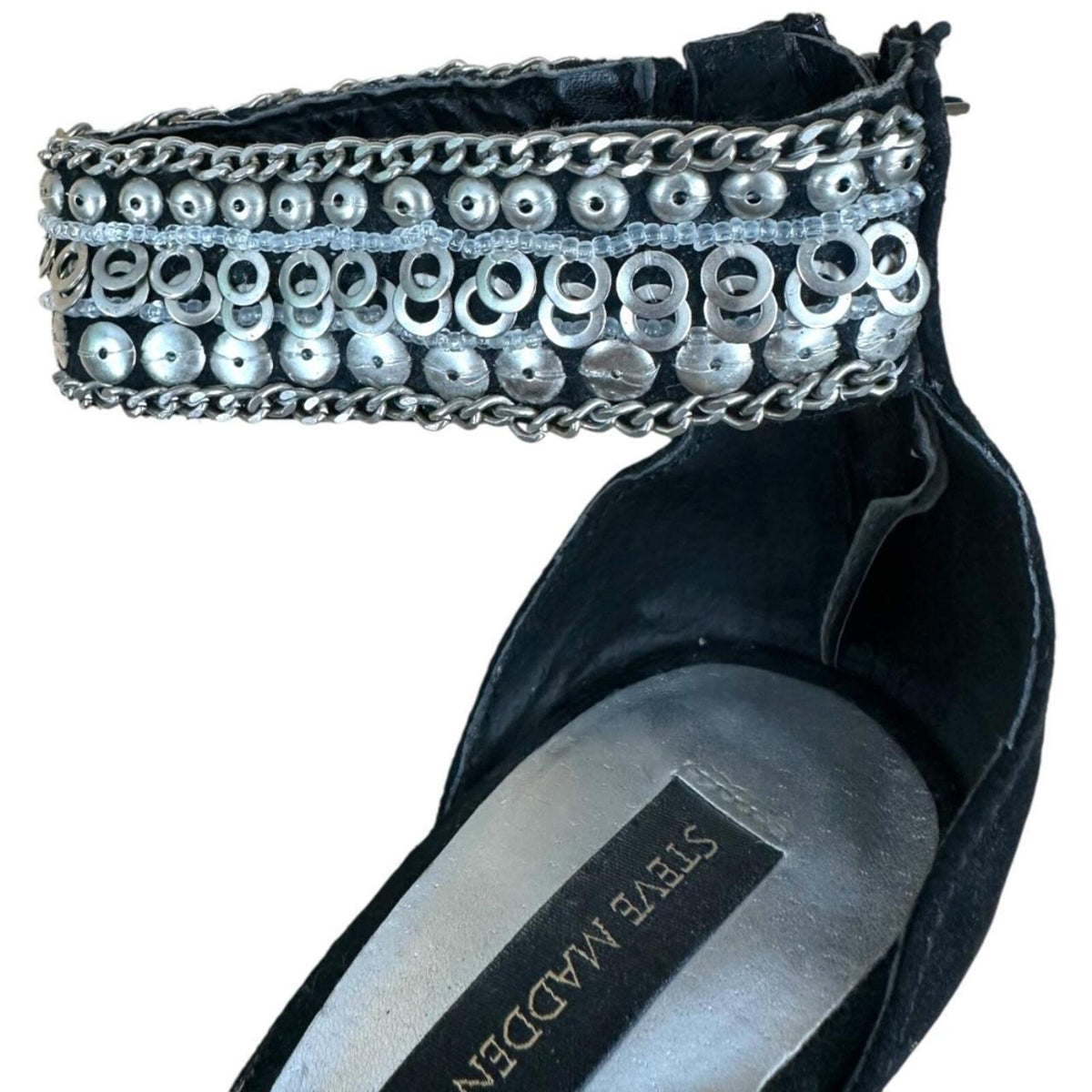 Steve Madden Luxe L Fiona Black Suede Jeweled Pumps