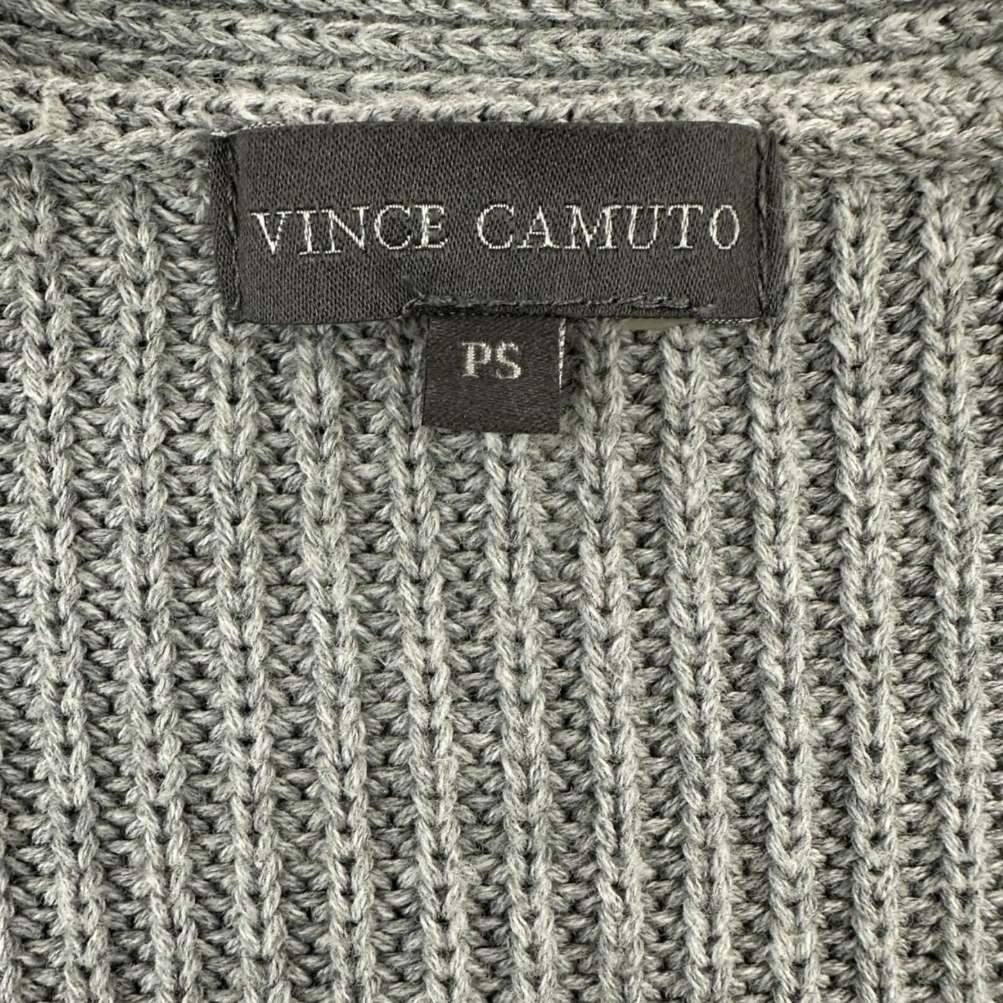 Vince Camuto Grey Ribbed Zip Up Knit Cardigan