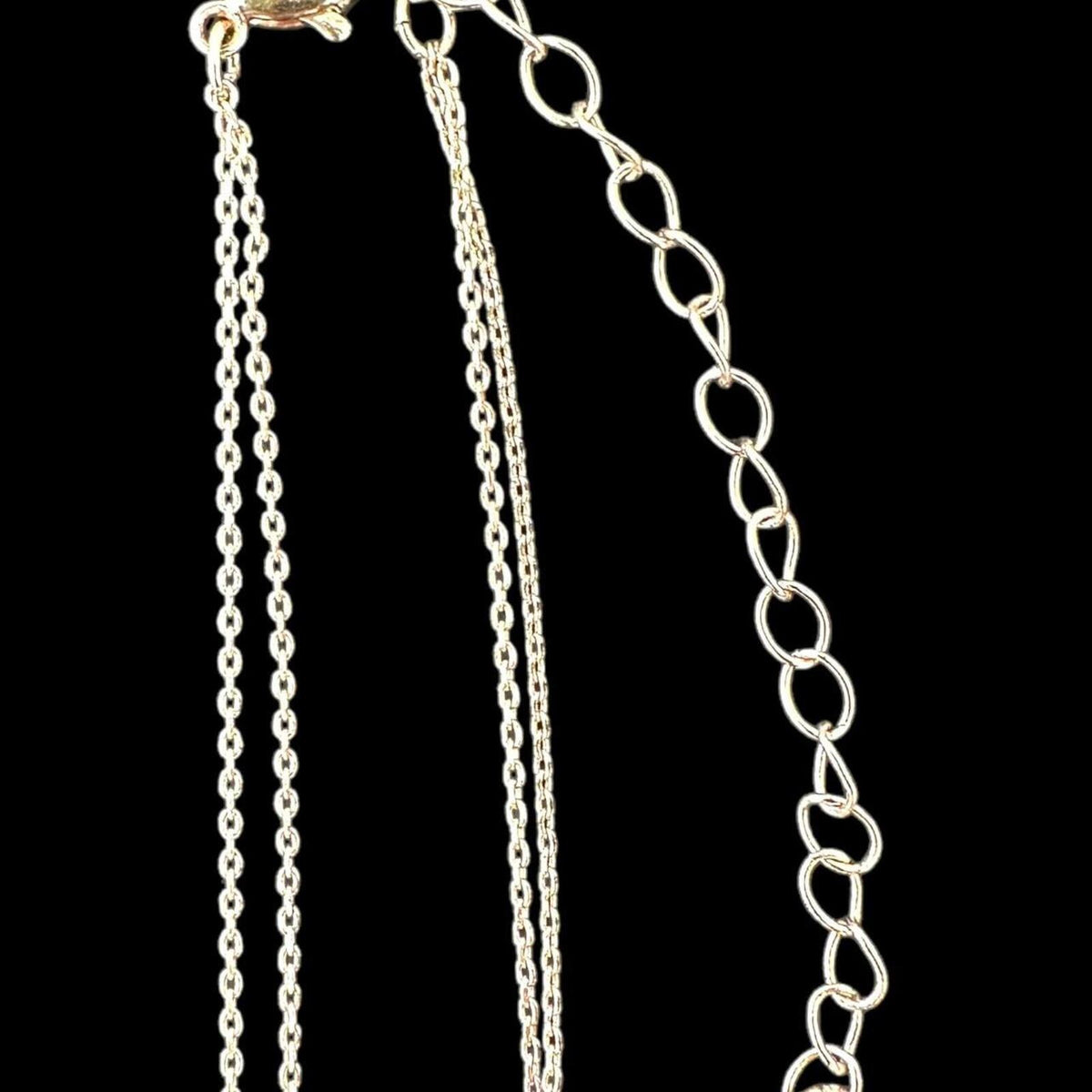 Silver Tone Layered Pendant Necklace with Chain Extender