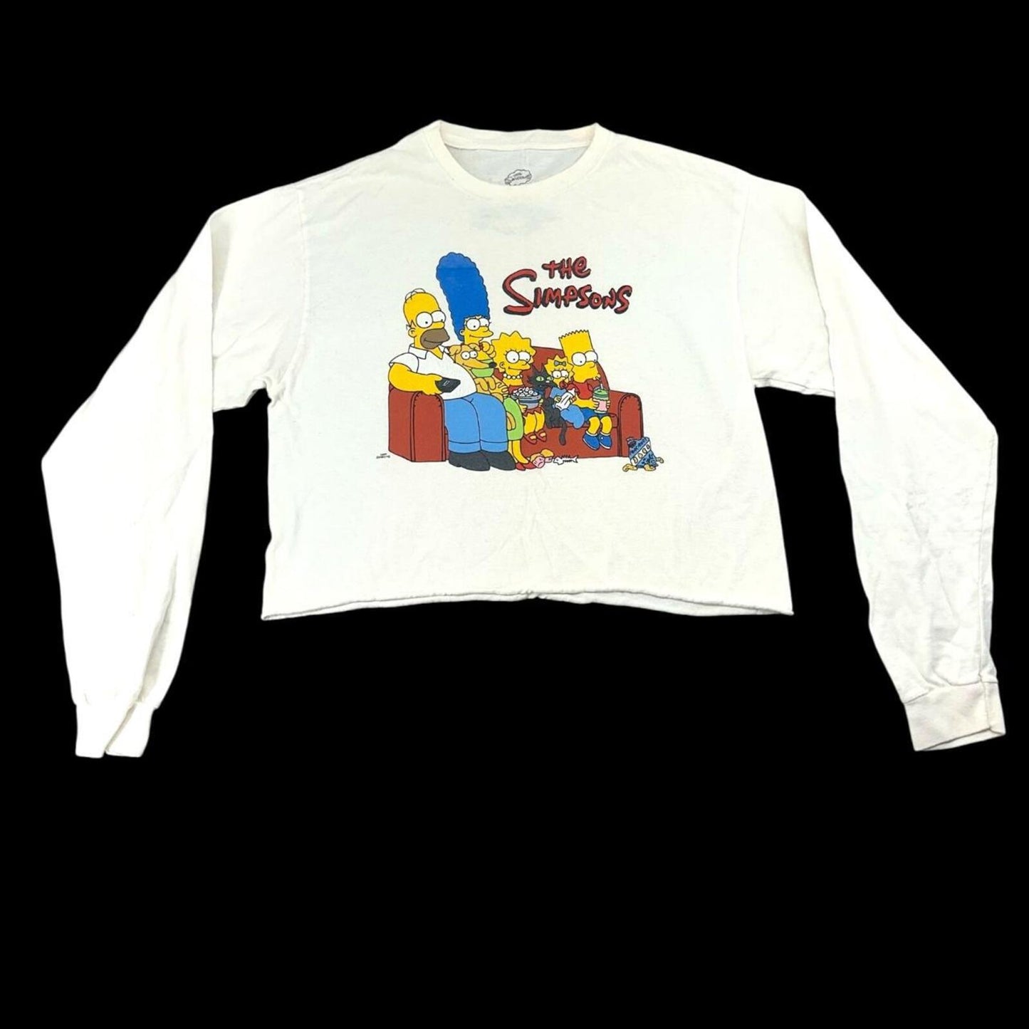 The Simpsons White Long Sleeve Graphic Tee Y2K Casual Bohemian