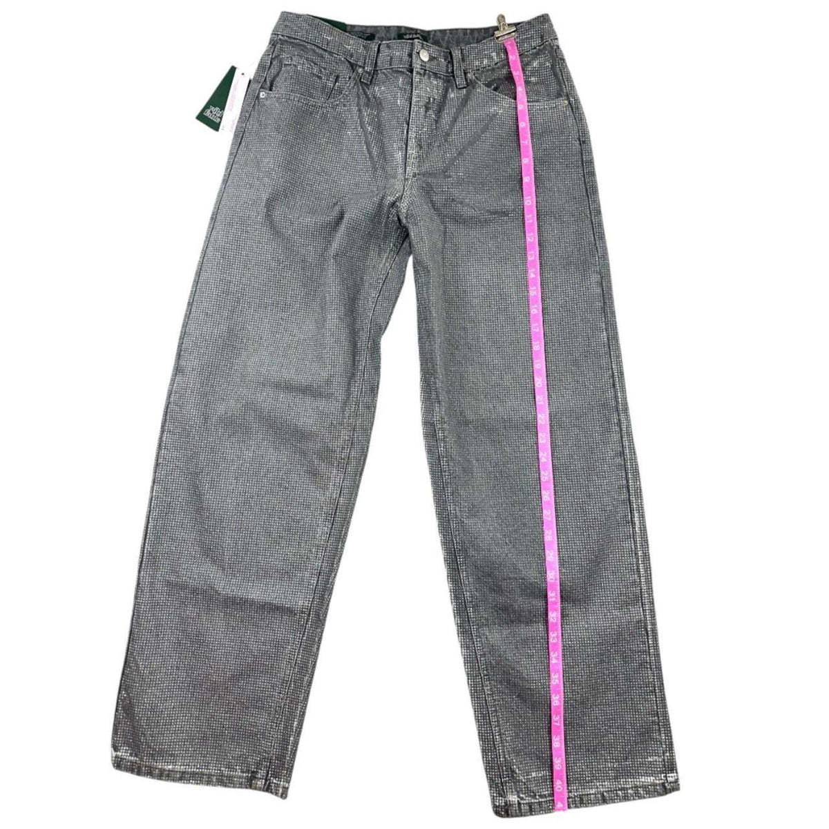 NWT Wild Fable Metallic Silver Wide Leg Baggy Jeans Y2K Whimsigoth Preppy