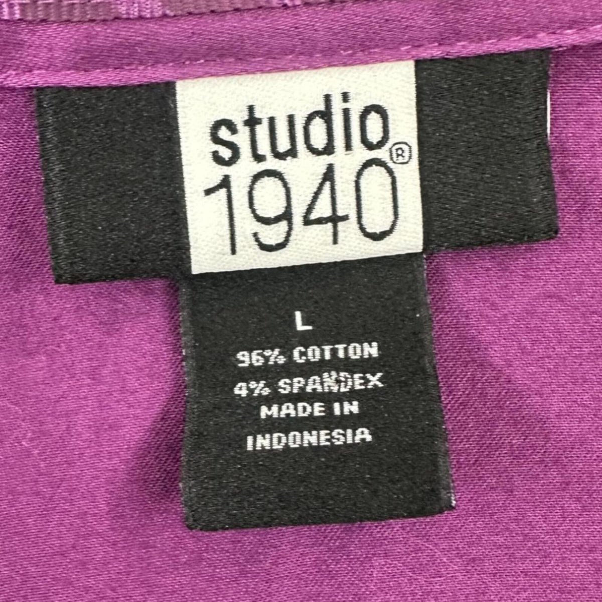 Studio 1940 Purple 3/4 Sleeve Button Up Blouse