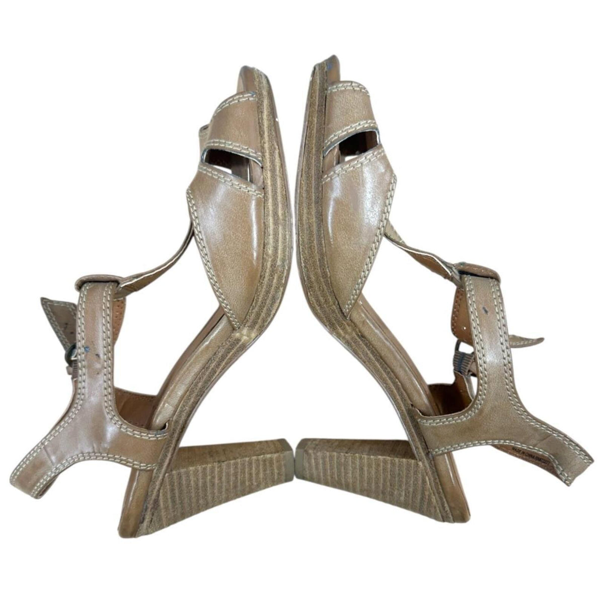 Sonoma Goods for Life Brown Leather T Strap Sandals Y2K Coquette Cottage