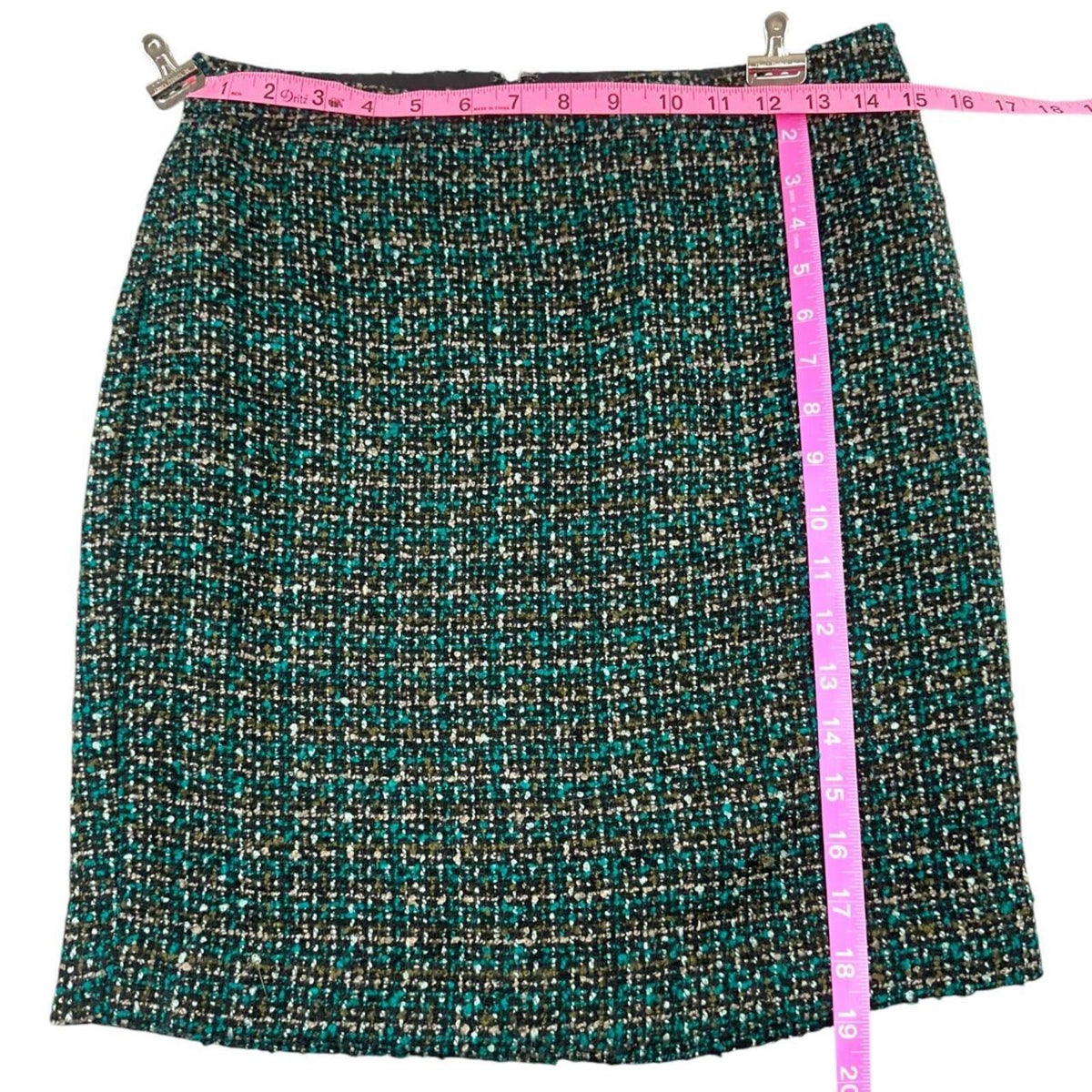 LOFT Outlet Textured Bouclé Tweed Skirt Green Multi A Line Preppy