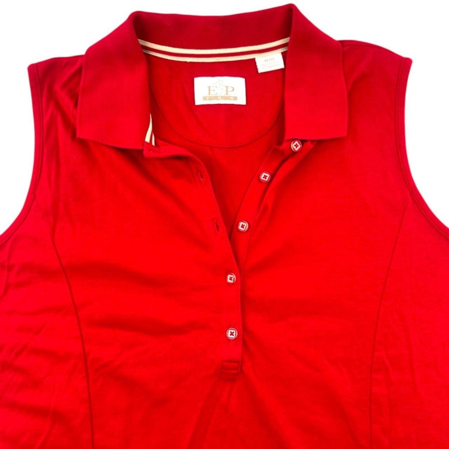 EP Pro Red Sleeveless Golf Polo Classic Collared Athletic Top Sporty Preppy