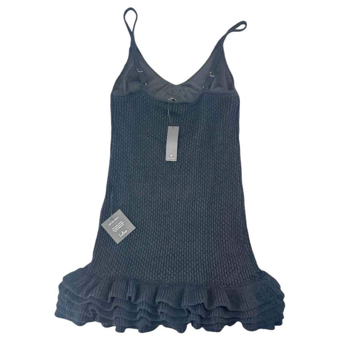 NWT Lulus Black Crochet Ruffled Mini Dress Bohemian