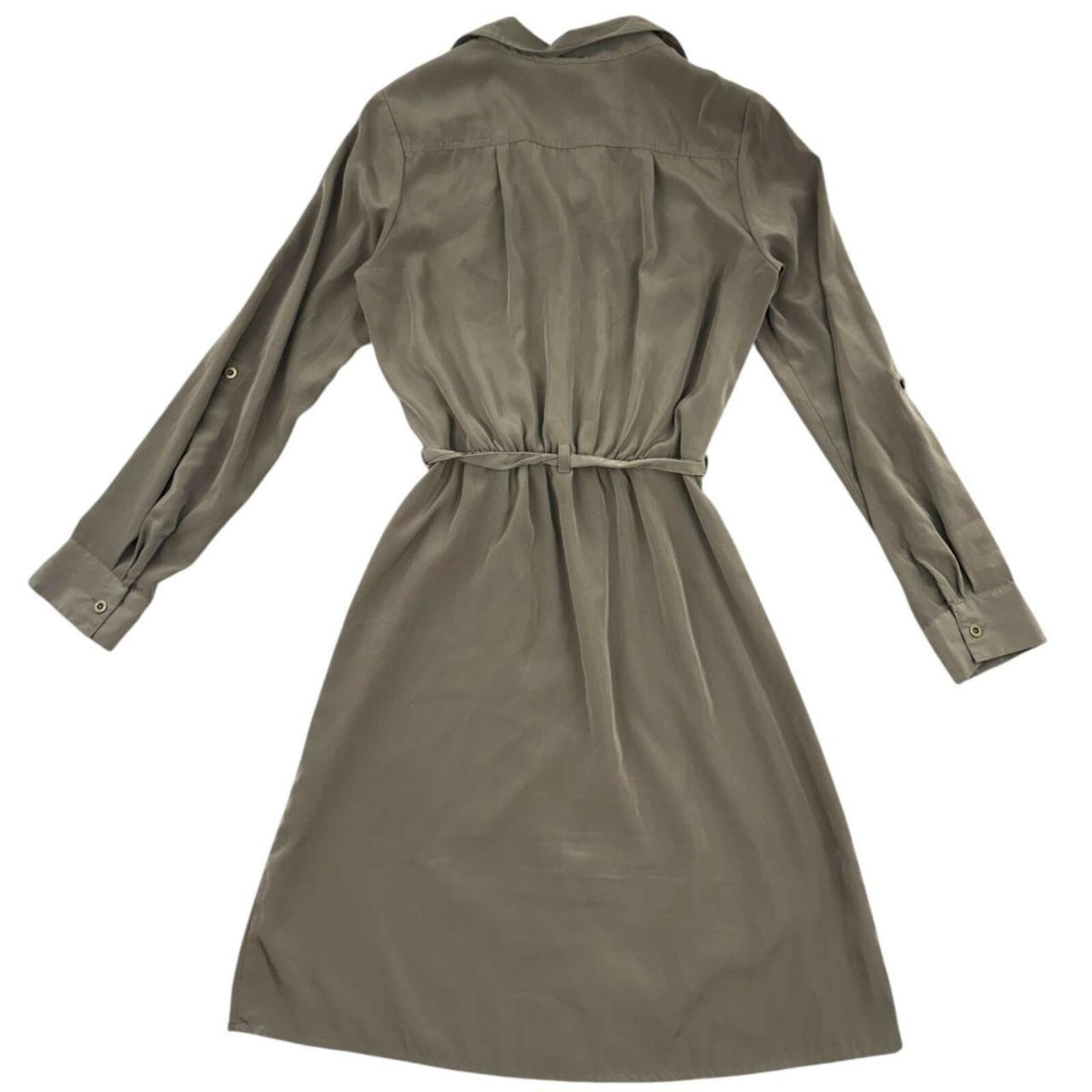 Banana Republic Khaki Green Utility Shirt Dress with Tie Belt