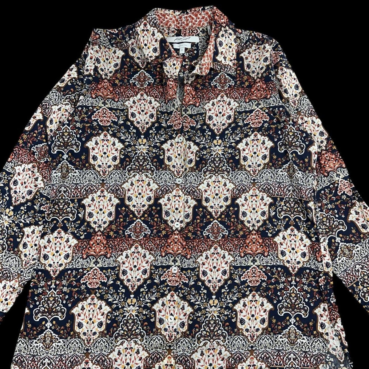 Foxcroft Bohemian Medallion Paisley Button Down Blouse