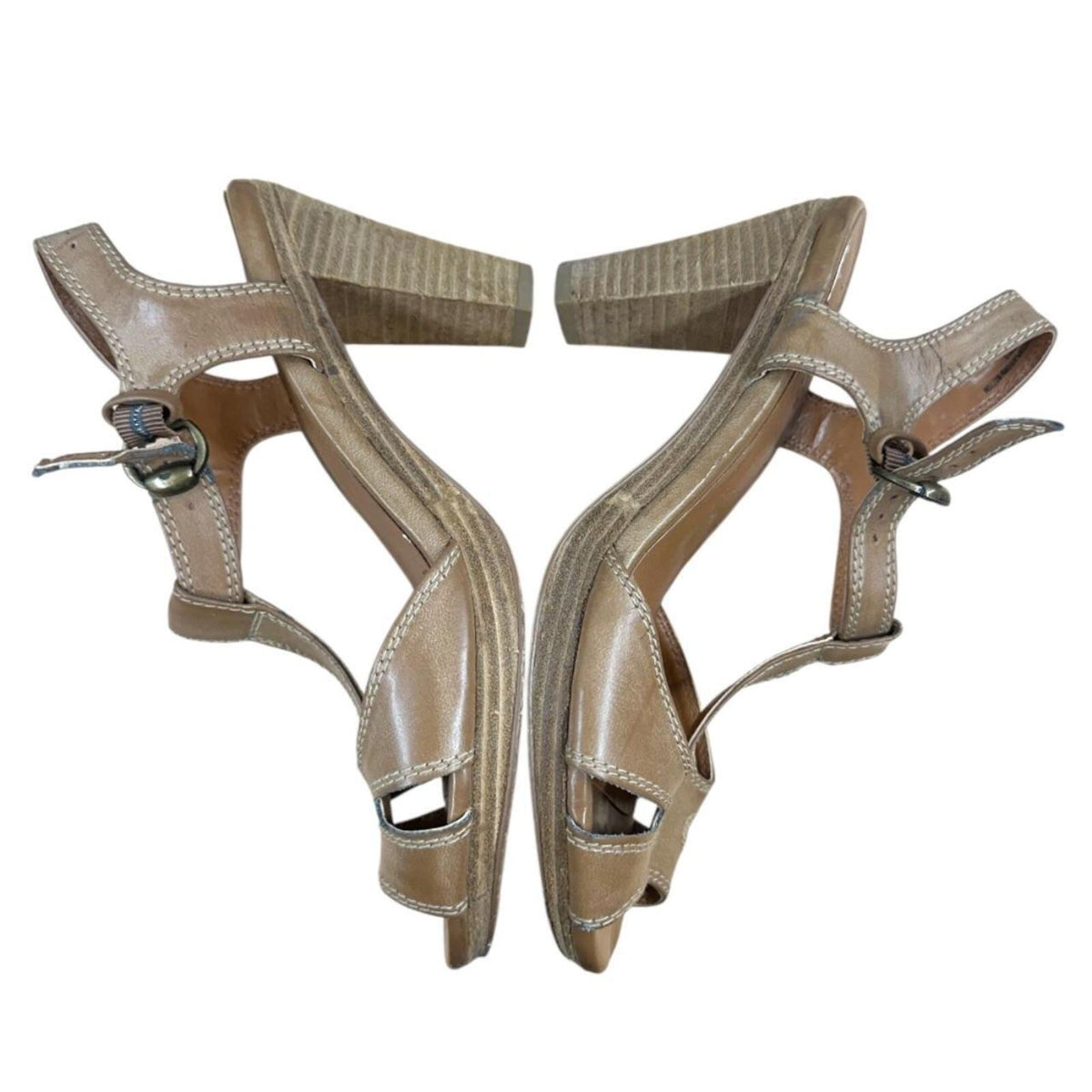 Sonoma Goods for Life Brown Leather T Strap Sandals Y2K Coquette Cottage