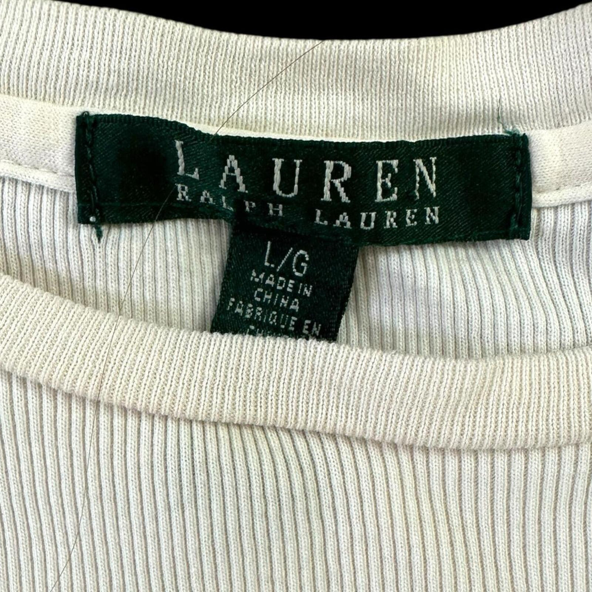 Lauren Ralph Lauren Y2K Cream and Brown 'Future Milf' 3/4 Length Long Sleeve