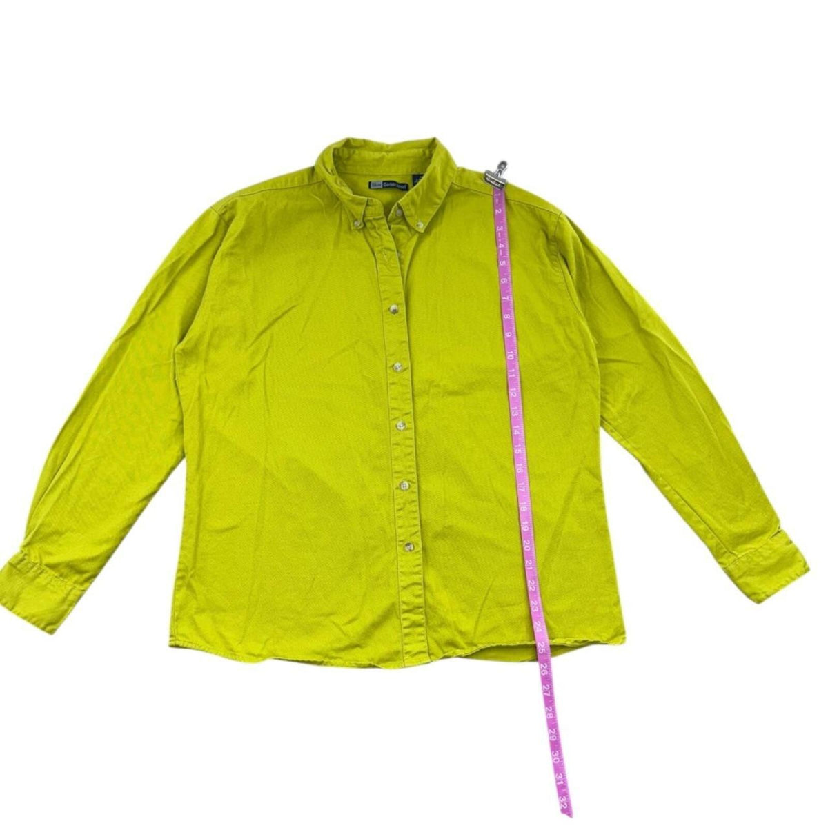 Blue Generation Long Sleeve Button Down Shirt Green Yellow