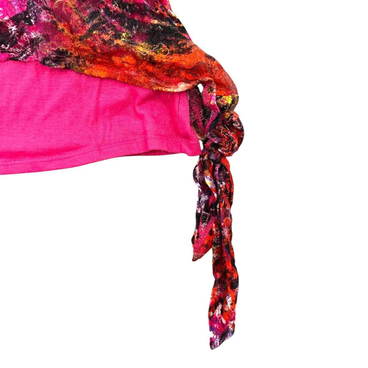 Y2K rue21 Pink Abstract Animal Print Side Tie Tee