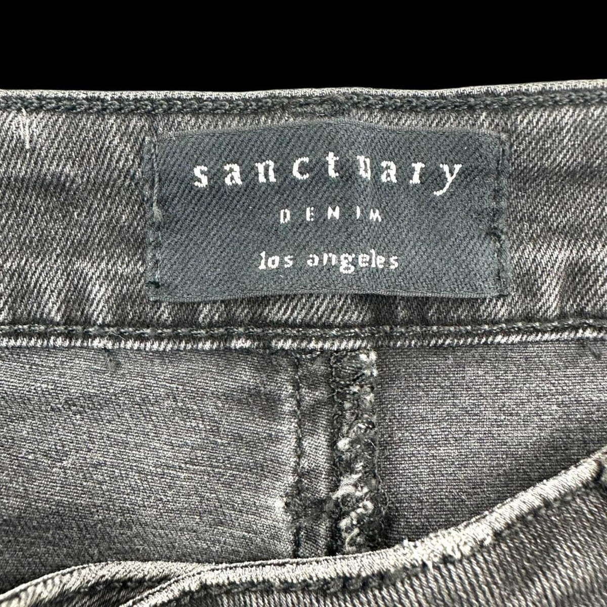 Sanctuary Denim Mini Skirt Black Gray Button Front Raw Frayed Hem Streetwear
