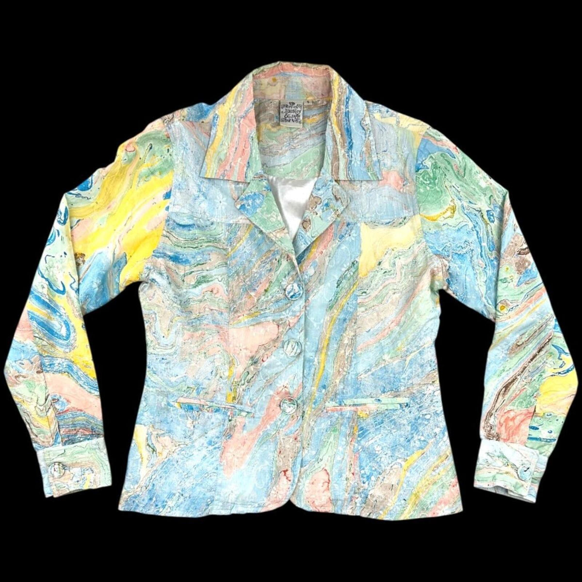 Parsley & Sage Marbled Button Down Jacket Multi Color Bohemian Preppy