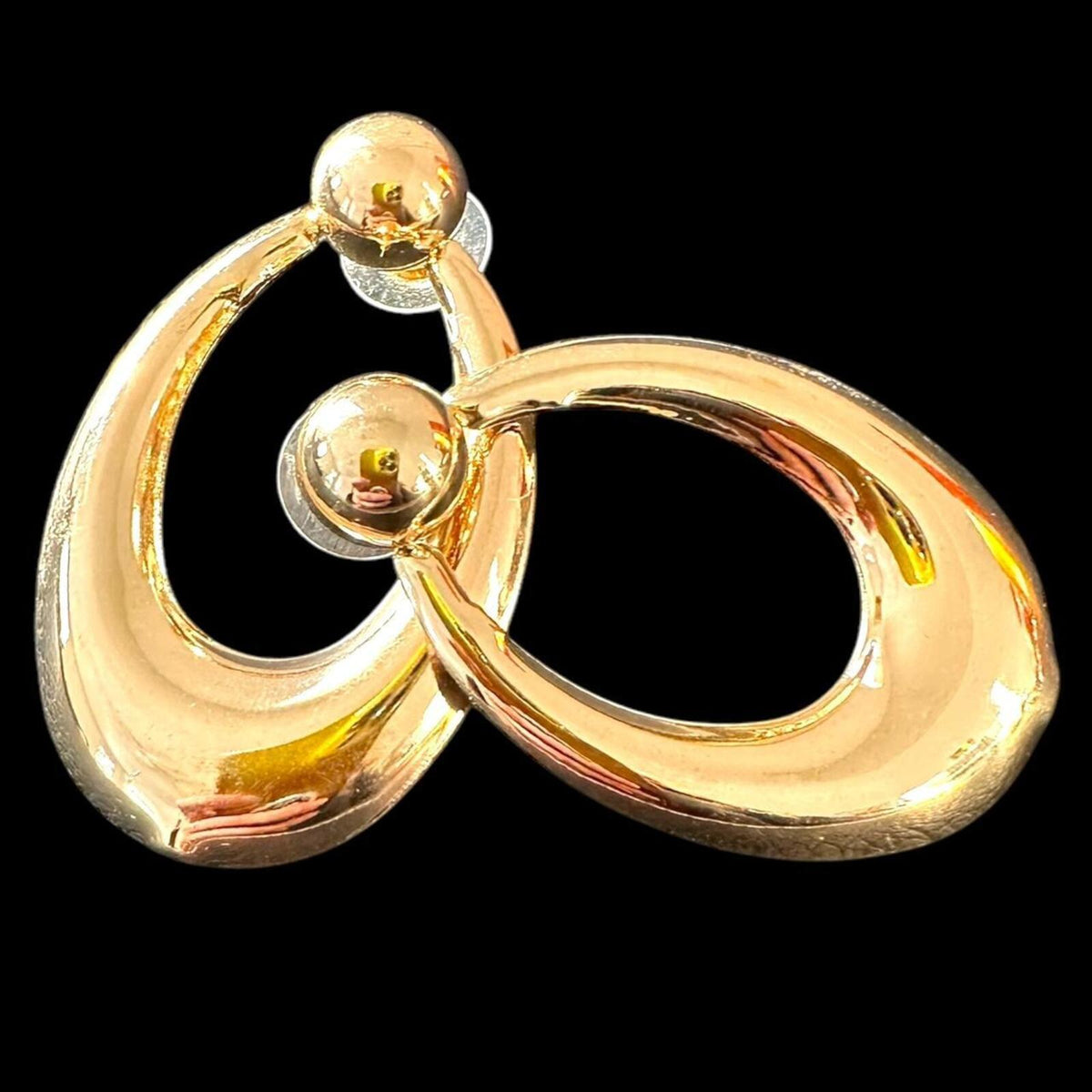 Gold Tone Oval Hoop Earrings