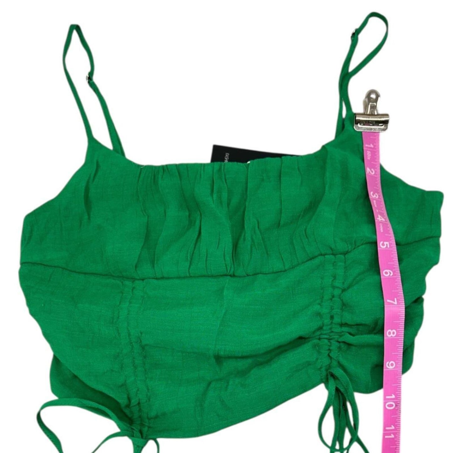 NWT Fashion Nova Green Ruched Drawstring Crop Top