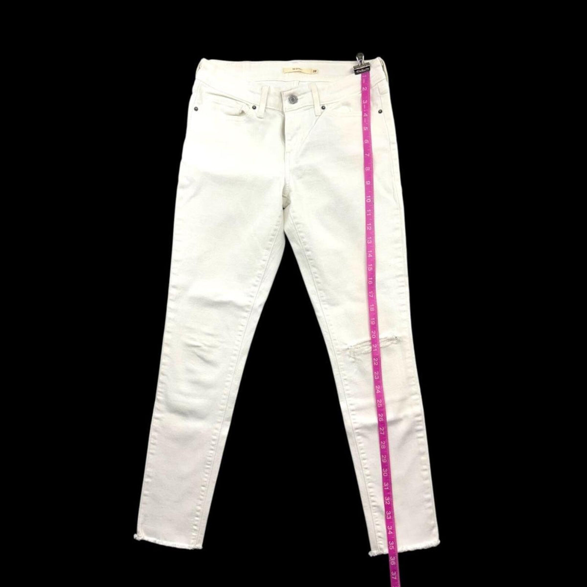 Levi's 711 Skinny White Distressed Denim Jeans Y2K Minimalist Preppy