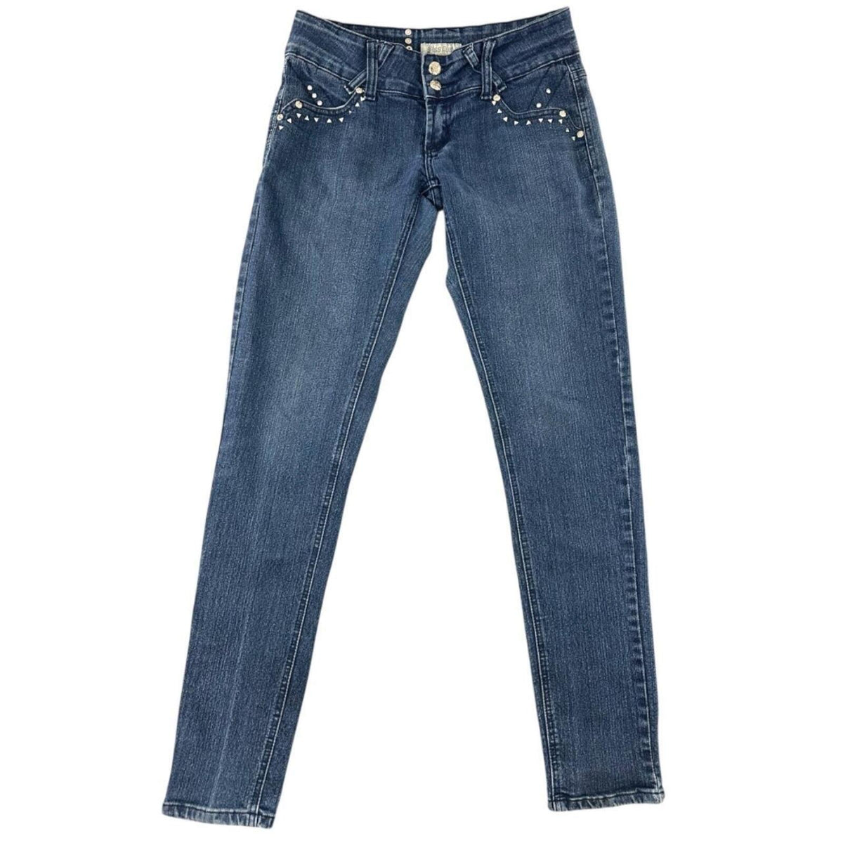 Miss Rudy Dark Wash Embellished Skinny Jeans Y2K Bohemian Indie