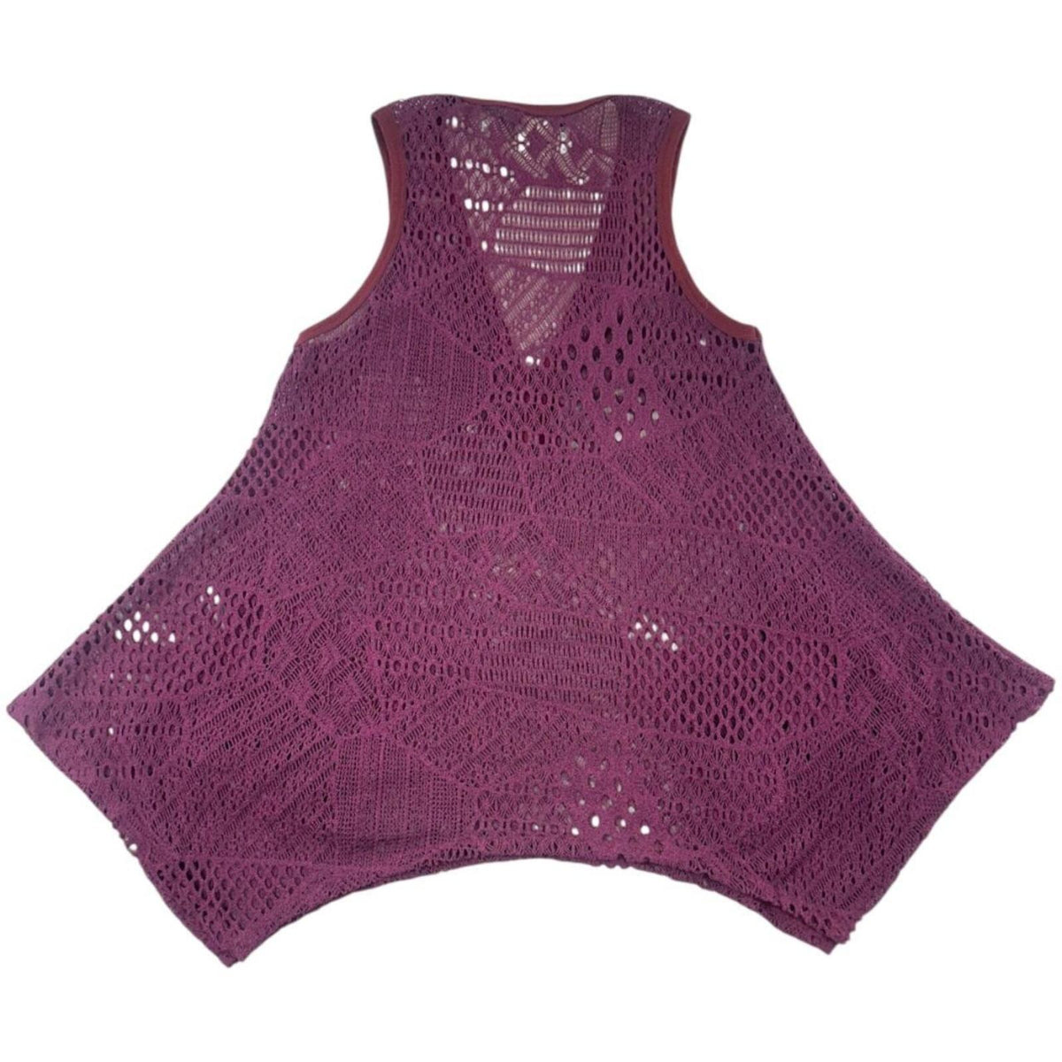Lily By Firmiana Bohemian Crochet Vest Purple Burgundy Y2K Fairycore