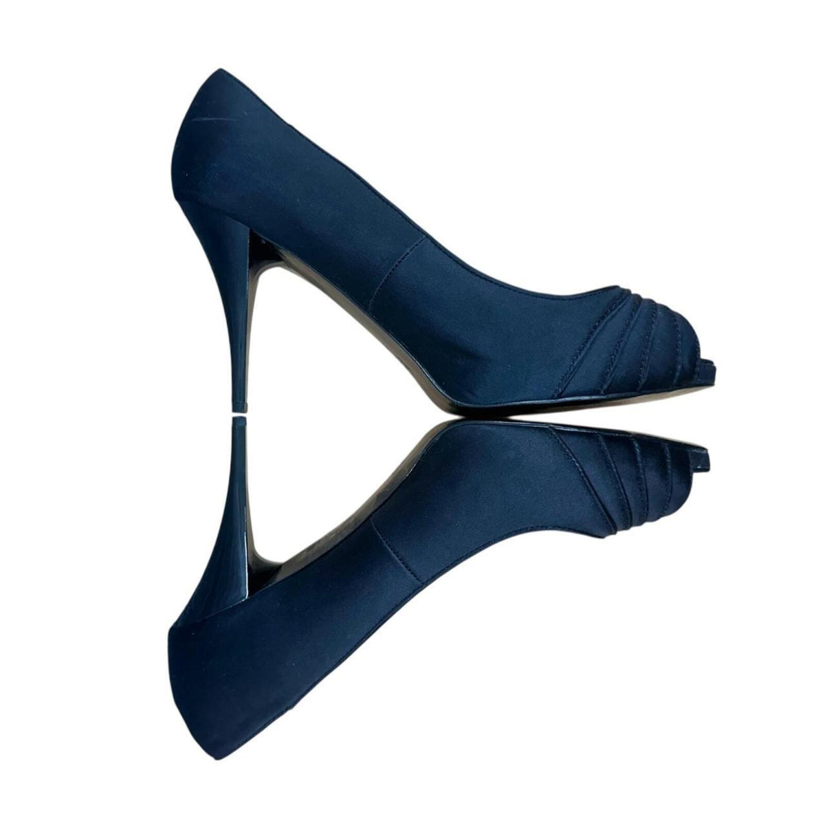 White House Black Market Jordin Black Satin Peep Toe Pumps