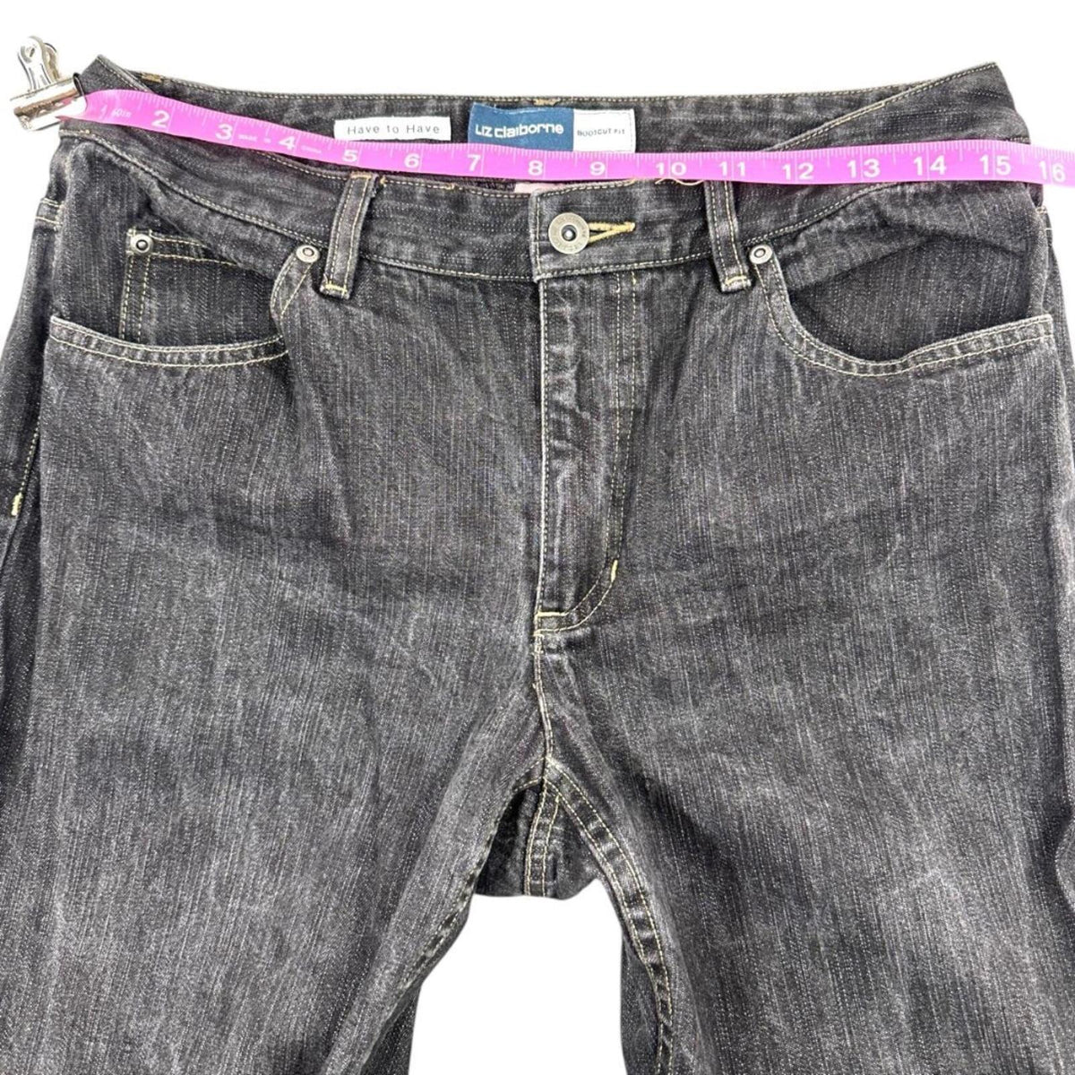 Liz Claiborne Black Dark Denim Bootcut Jeans Y2K Preppy Utility