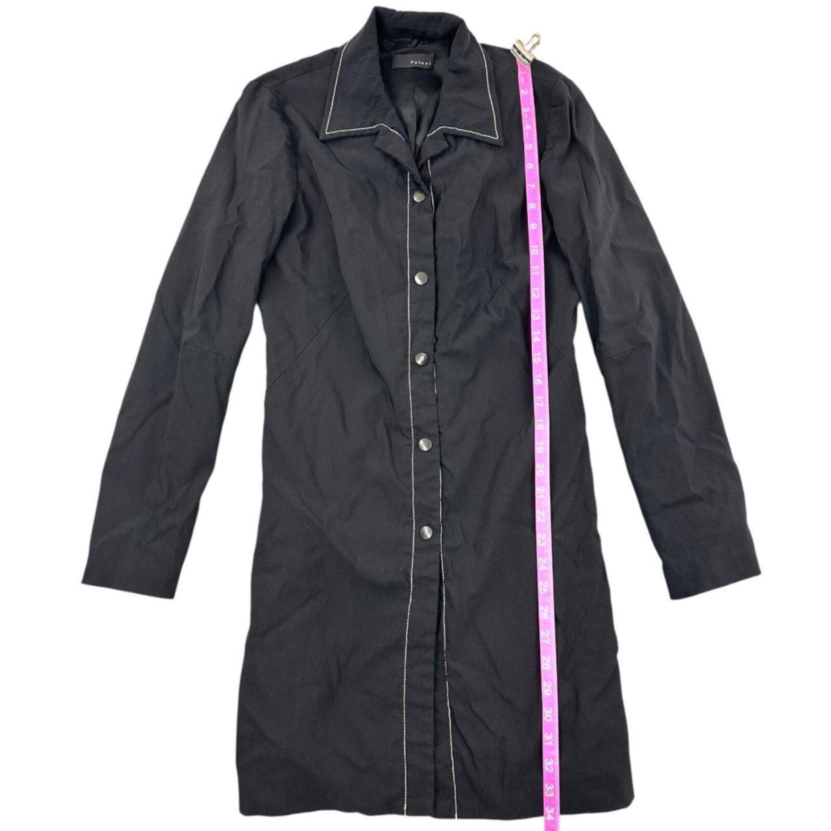 Poleci Black Longline Shirtdress with White Contrast Stitching Whimsigoth Preppy