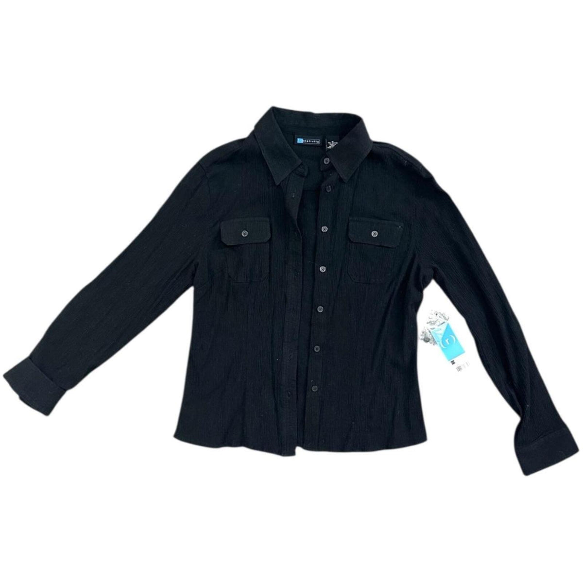 NWT Relativity Utility Long Sleeve Button Up Shirt Black Bohemian Casual
