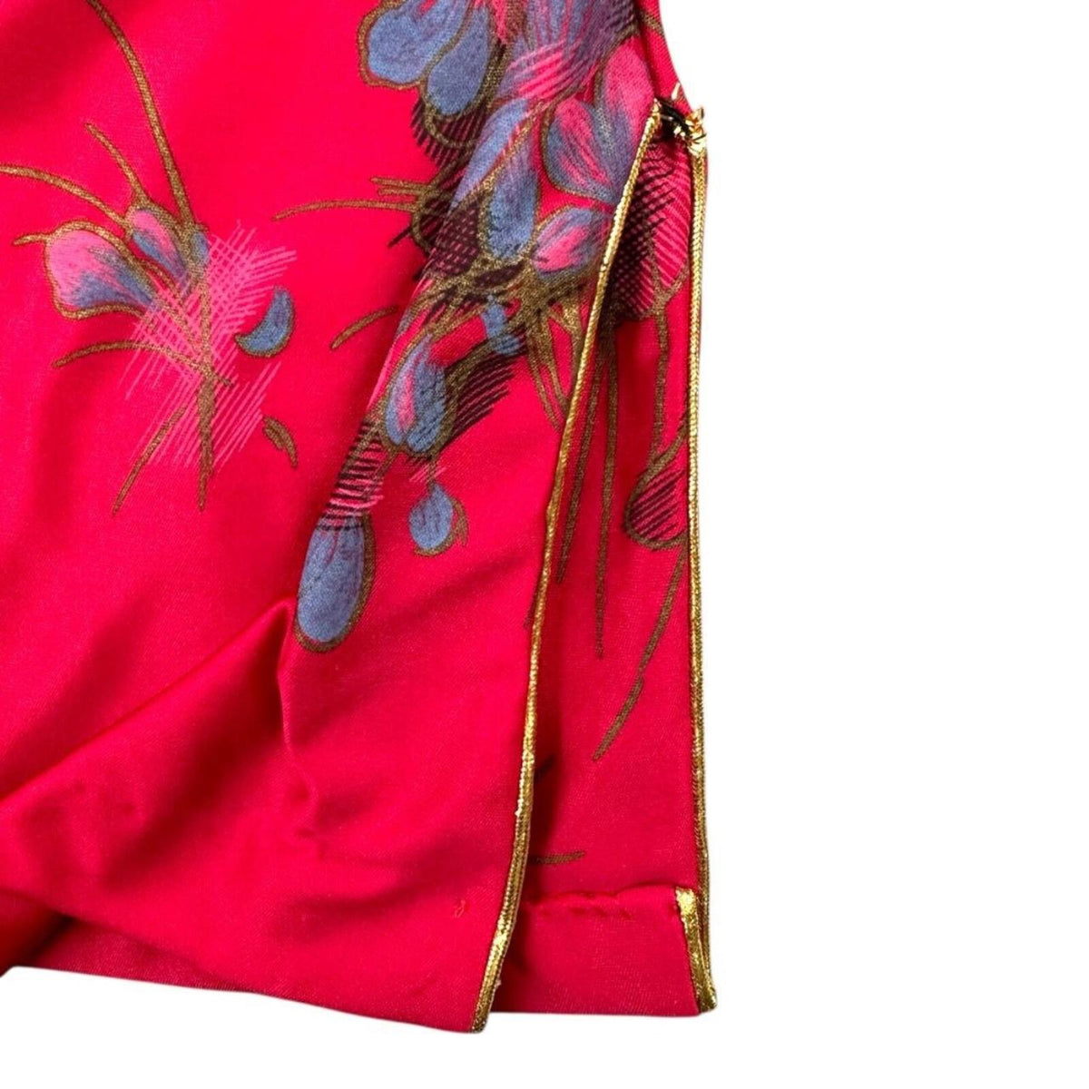 Vintage Inspired Floral Mandarin Collar Blouse Pink Purple Retro Glam Fair