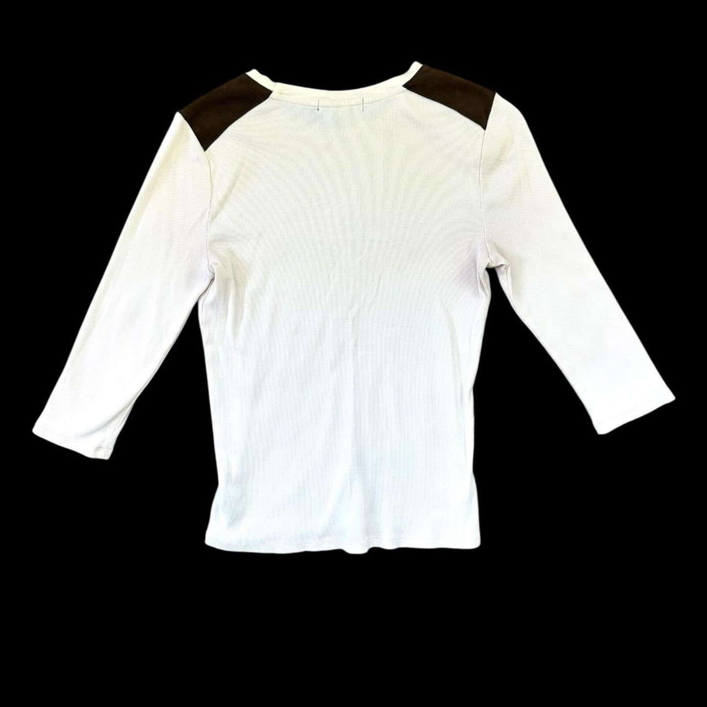 Lauren Ralph Lauren Y2K Cream and Brown 'Future Milf' 3/4 Length Long Sleeve
