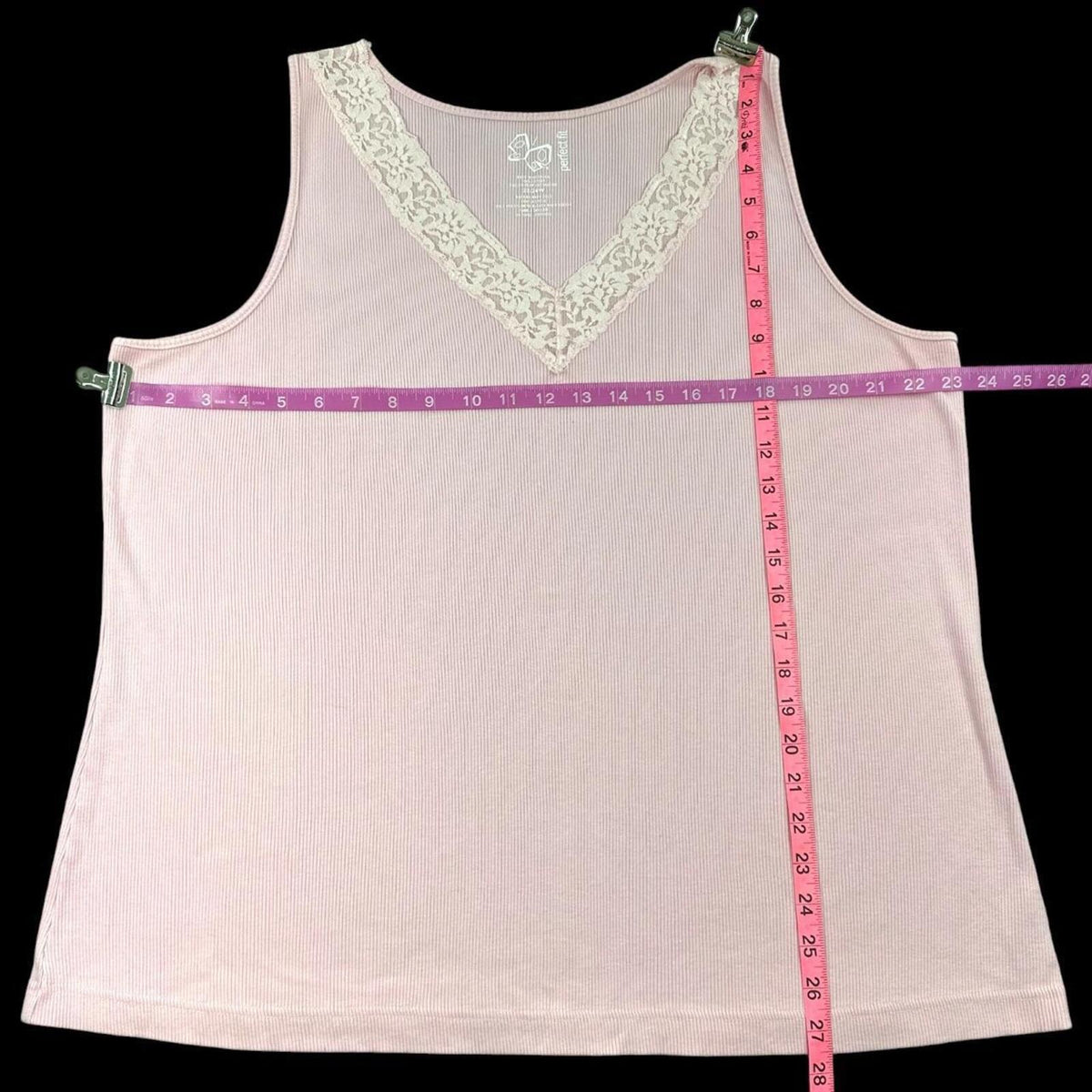 St. John's Bay Perfect Fit Pink Lace Trim Tank Top Soft Girl