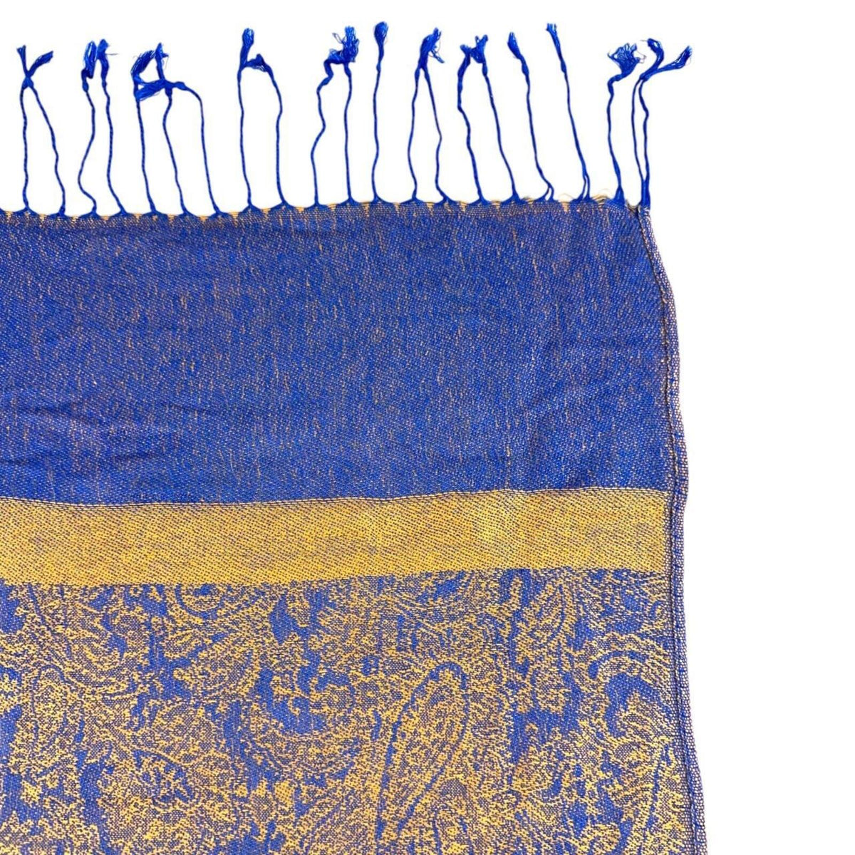 Purple & Gold Paisley Patterned Pashmina Scarf