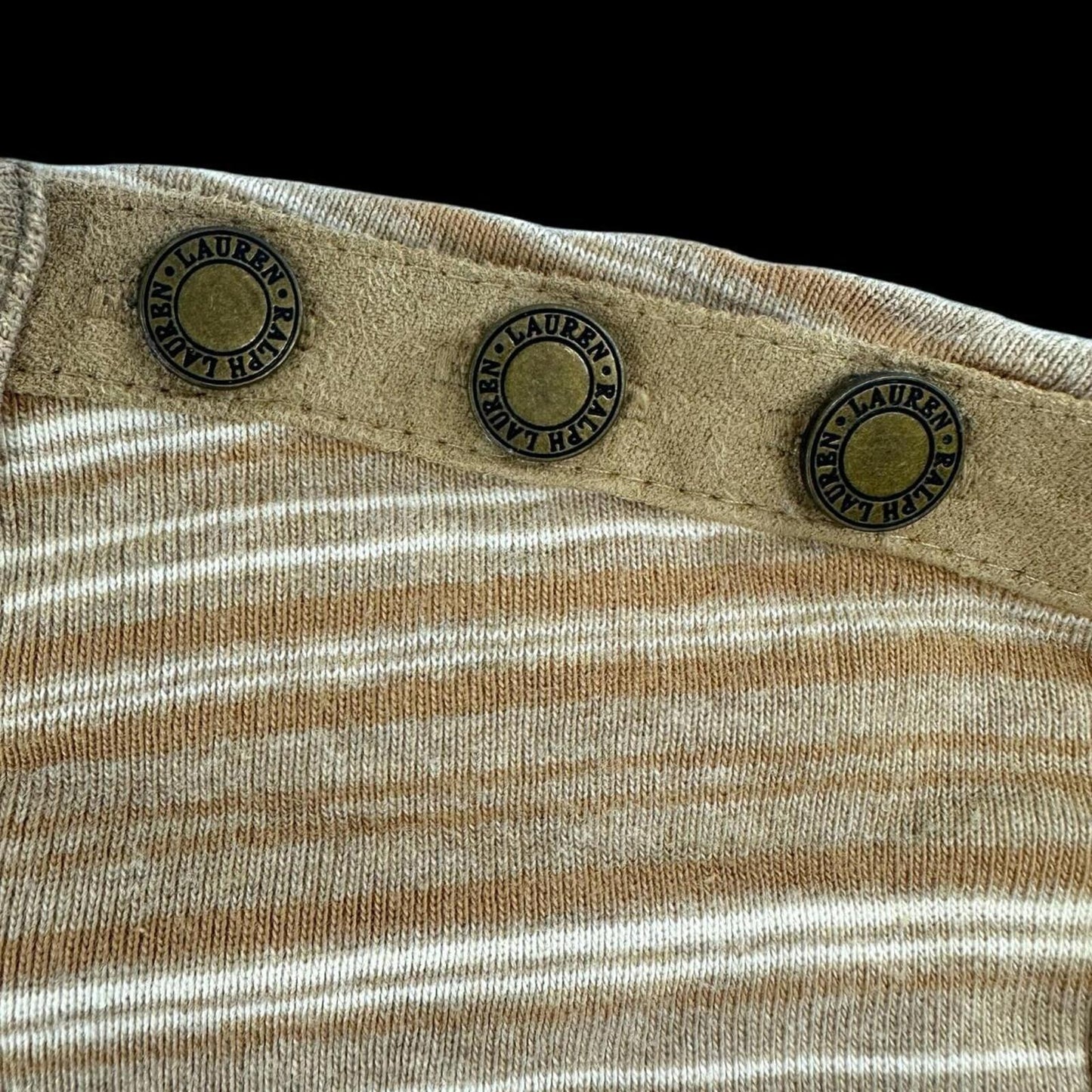 Lauren Ralph Lauren Vintage Striped Long Sleeve Top Brown Tan