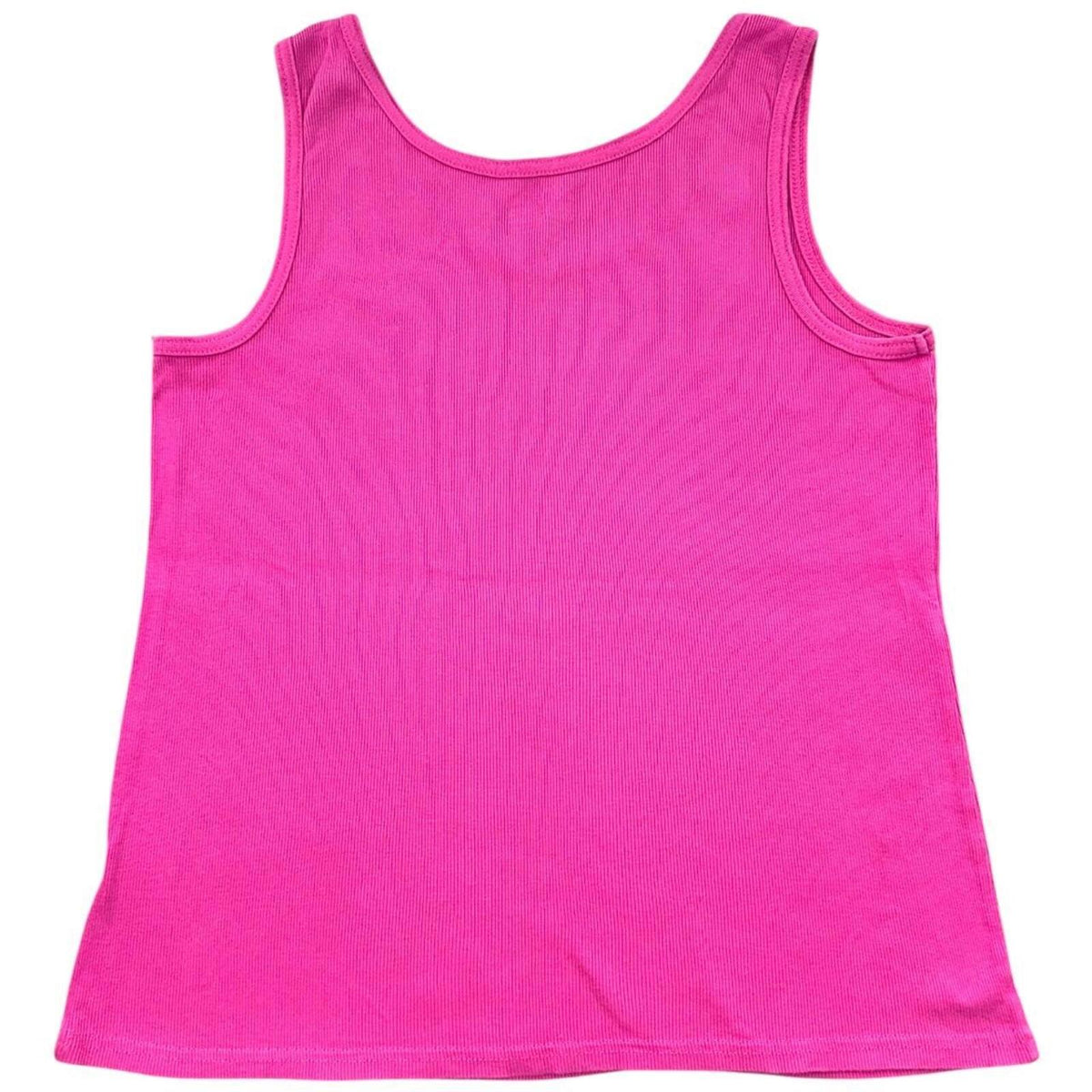 Basic Editions Hot Pink Ribbed Graphic Tank Top