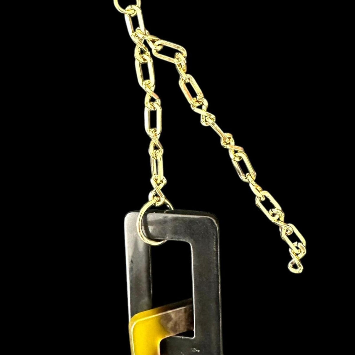 Bold Geometric Resin Chain Necklace with Gold Tone Chain