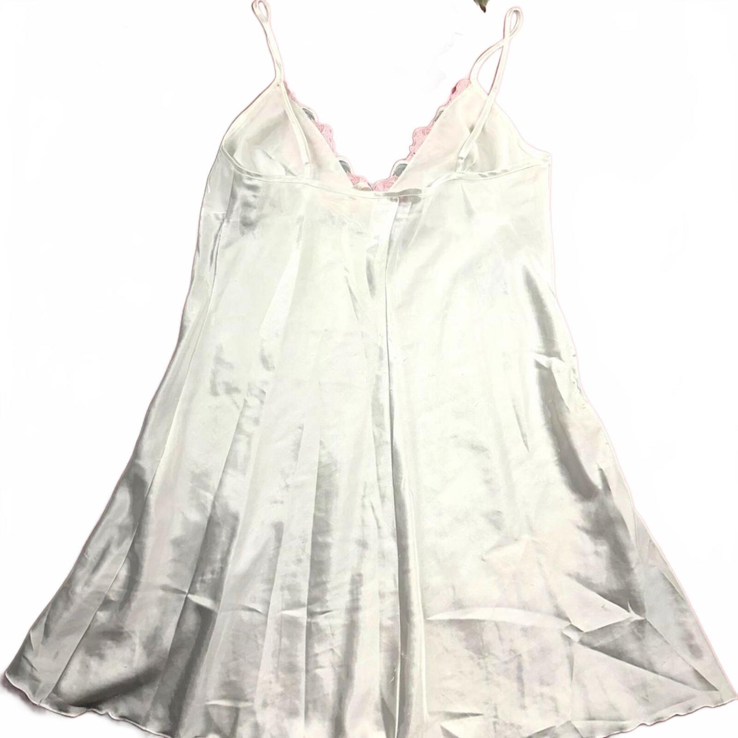 Mia Mia White Lace Trim Slip Dress Elegant Loungewear Coquette Girl