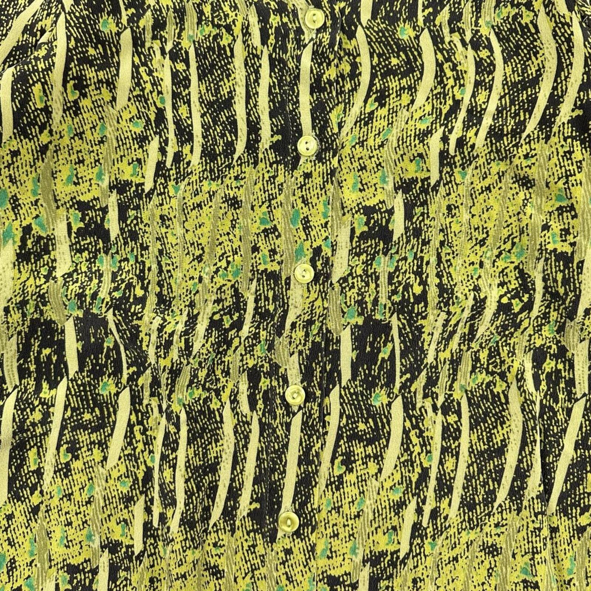 Raffinalla Vintage Neon Lime Yellow and Black Abstract Brushstroke Blouse