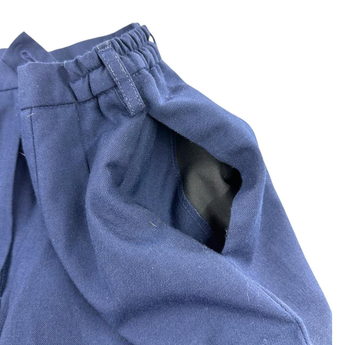 Vintage DSCP Navy A Line Skirt with Blue Floral Embroidery White Contrast Panel