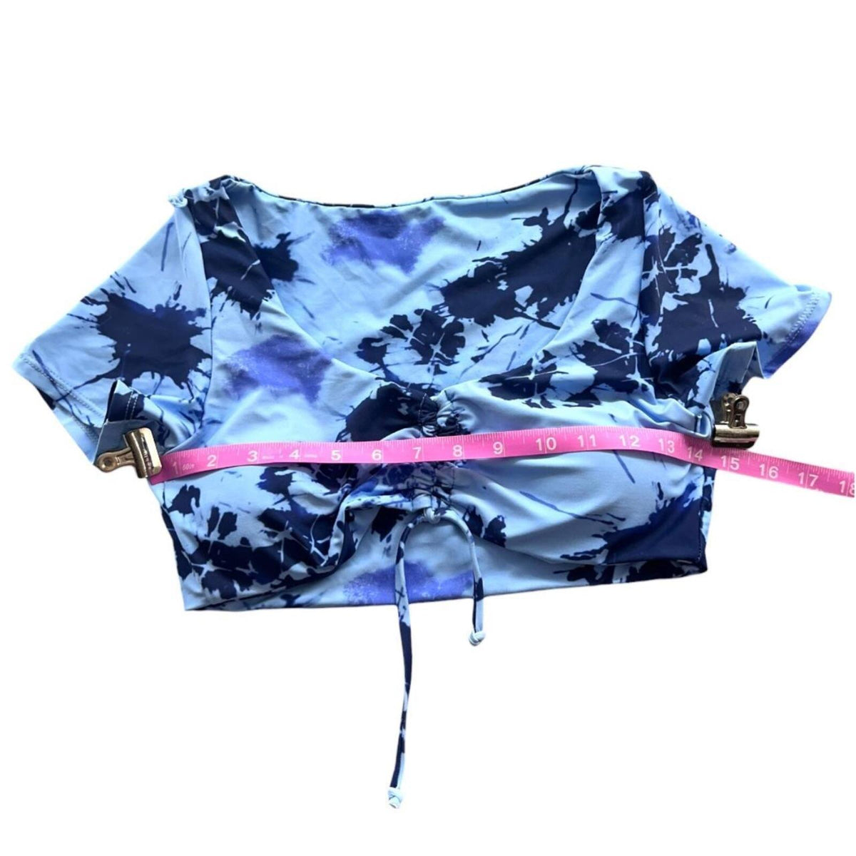 SHEIN Blue Purple Tie Dye Indie Punk Two Piece Bikini Set with Short Sleeve