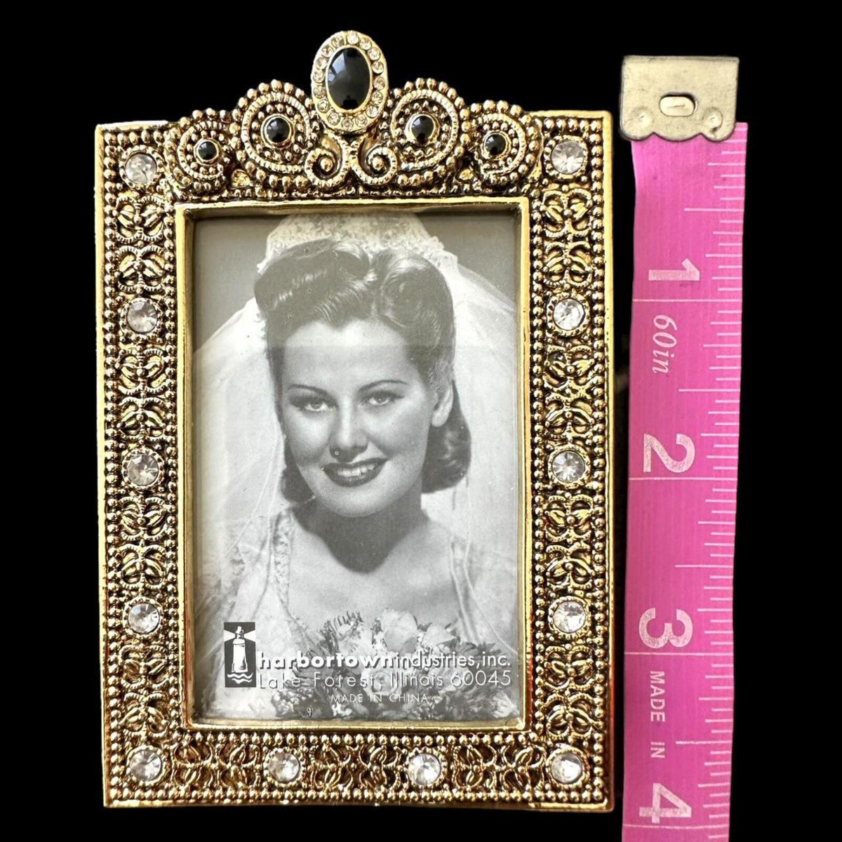 Harbor Town Industries Vintage Ornate Gold Tone Jeweled Picture Frame